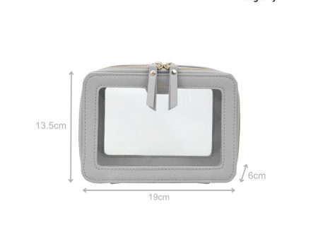 bagtory ME SCARLETTE Silver Grey, Small Single Layer, Square Cosmetic Bag, Transparent PVC Storage Bag  Fixed Size For Discount